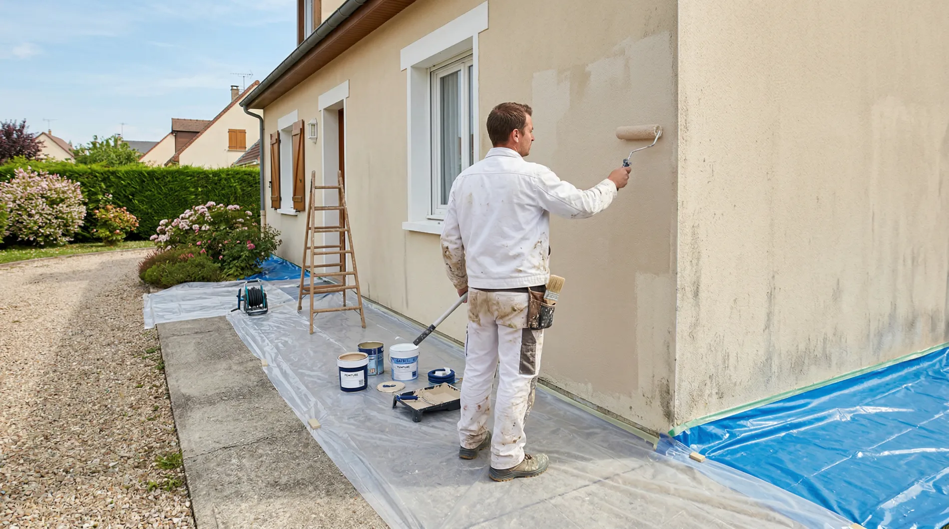Façade de maison fraîchement peinte à Camarsac ou à proximité