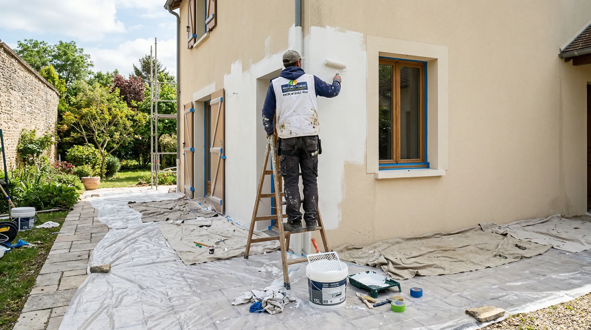 Peintre Pompignac : Application de peinture de façade de haute qualité pour une finition durable.